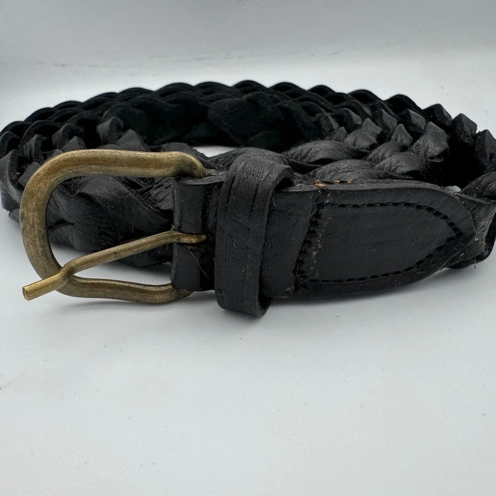 Vtg Motif 56 Braided Genuine Leather Belt Morocco Mens Big & Tall Size 60 66 in